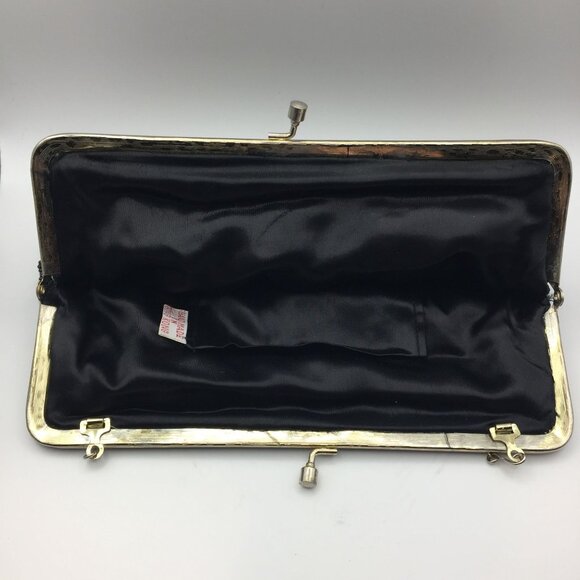 Vintage Handmade Hong Kong Black Silk Beaded Purse Prom Evening Bag Gold Chain - Picture 4 of 10